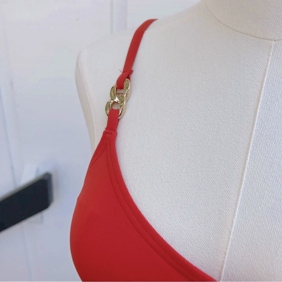 Michael Kors Orange Solids Logo Gold Chain One-Piece Swimsuit Women’s Size 6 - Picture 7 of 12